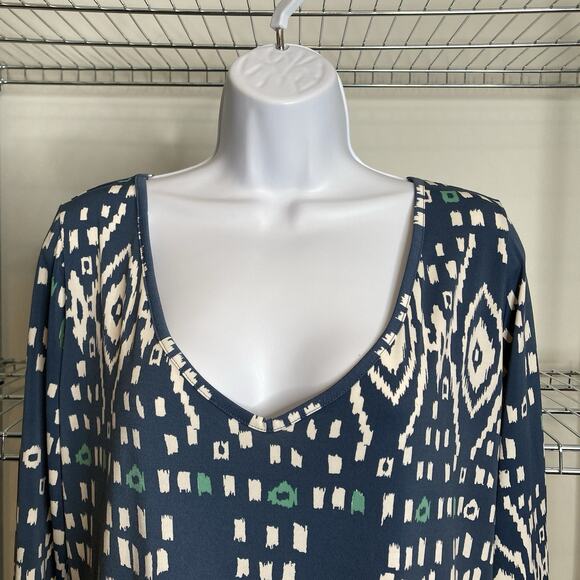 Tori Richard Honolulu Women's Blue Modern Print Dress Size M Artsy Stretchy‎ - Picture 8 of 11